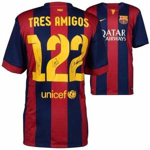 Camiseta Autografiada Por Neymar, Messi Y Suarez Barcelona