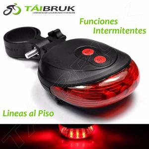 Luz Laser Roja Posterior 7funciones Lineas Al Piso Bicicleta