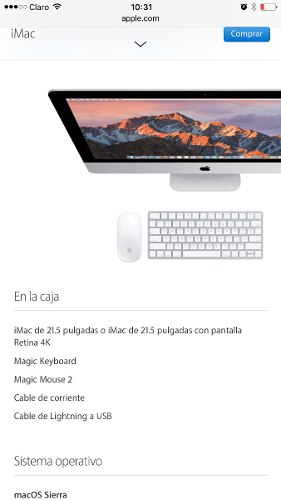 Imac 21.5 I5, 8gb Ram, 1 Tb, Intel Iris Pro .