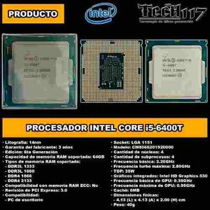Procesador Intel Core I5 6400t 2.20ghz-2.80ghz Lga 1151