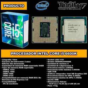 Procesador Intel Core I5 6600k 3.50ghz-3.90ghz Lga 1151