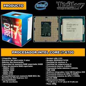 Procesador Intel Core I7 6700 3.40ghz-4.00ghz Lga 1151