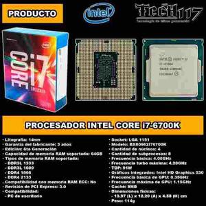 Procesador Intel Core I7 6700k 4.00ghz-4.20ghz Lga 1151