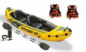 Bote Inflable Kayak K2 + 2 Chalecos Salvavidas Río Playa