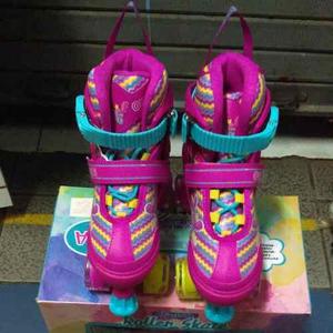 Patines Oka Roller Regulable Con Luces Modelo Soy Luna Deliv