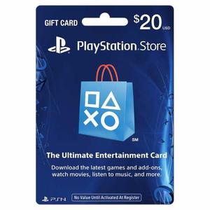 Tarjeta Psn $20 (play Station Store) Para Cuenta Americana