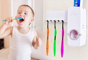 REMATO Set de dispensador pasta dental y porta cepillos.