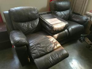 Sofa Reclinable en Cuero 3 Piezas