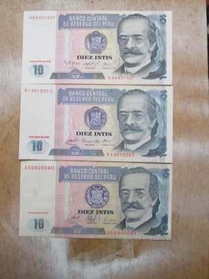 3 Billetes Antiguos De 10 Intis