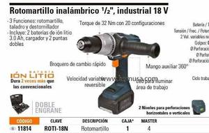 Taladro Percutor Inalambrico Industrial 18v