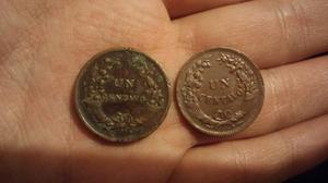 Yh Antiguas Monedas Un Centavo  Peru Cambio Remato