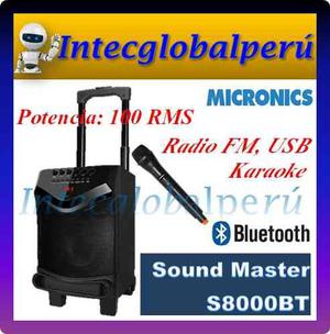Parlante Bluetooth 100rms Sound Master Karaoke Batería