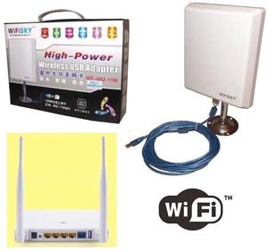 Super Kit Wifi Antena Wifisky mw Y Router 4 Puertos 2.4