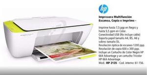 Impresora Hp Multifuncional . Escanea Imprime Fotocopia