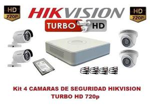 HIKVISION KIT 4 CAMARAS 720P INCLUYE DISCO DURO 1TB