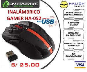 MOUSE INALÁMBRICO GAMING HALION 052 ROJO