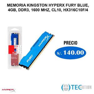 Memoria Kingston Hyperx Fury Blue, 4gb, Ddr Mhz, Cl1