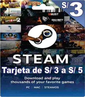 Tarjeta Steam De S/3 Para Dota 2 Y Juegos Steam