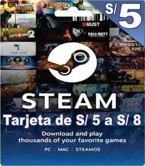 Tarjeta Steam De S/5 Para Dota 2 Y Juegos Steam