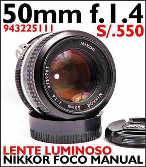 Nikon 50mm 1.4f Luminoso Full Frame Y Dx Lente