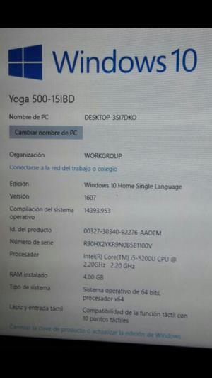 Vendo Laptop Lenovo Yoga 500 Colorblanco