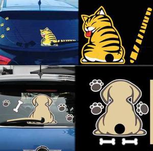 Sticker De Mascotas Para Autos - Perro Y Gato