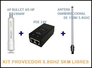 Kit Proveedor Ap Bullet Mmw + Omni De 15dbi 5.8ghz 5km