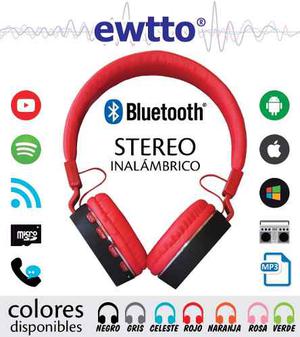 Audifono Inalambrico Bluetooth Ewtto Radio Fm Mp3 Microsd