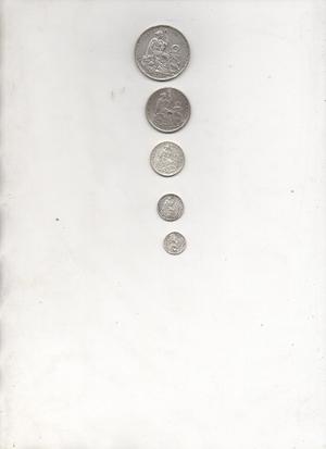 Monedas De Plata De 1,1/2 Sol,5º Sol,1 Y 1/2 Dino