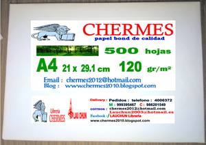 papel bond de 120 grs. A 4 pqt.x 500 hojas chermes