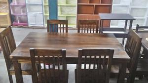 Juego De Comedor Con 6 Sillas, Madera Pino