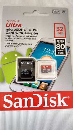 Memoria Micros Sd Sandisk 32gb Clase mb/s