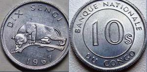 Congo  Dix Cense Moneda Nueva Unc