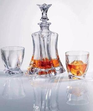 Whisky Set De Cristal Bohemia 5 Pzs (1 Licorera Y 4 Vasos)