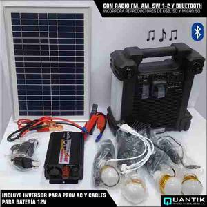 Kit Solar Portátil+4 Focos+inversor+radio