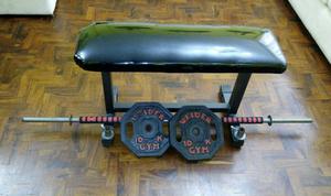 Mini Gimnasio silla de ejercicios, barra y 02 pesas de 10 KG
