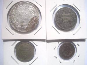 Subasta 4 Monedas Chile  Plata  Cobre
