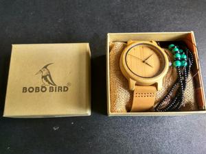 Reloj de Madera Y Cuero Bobo Bird Hombre