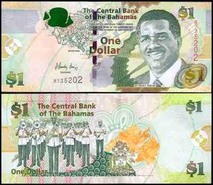 Billete De 1 Dolar Bahamas. Unc. Sir Lynden