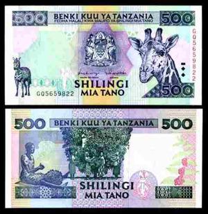 Billete De 500 Chelines De Tanzania. Unc. Jirafa