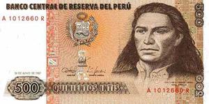 Billete 500 Intis Perú 