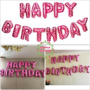 globos metalicos Happy Birthday Pink 13 letras