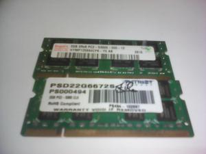 2 Memorias RAM Usadas de 2GB para Laptop