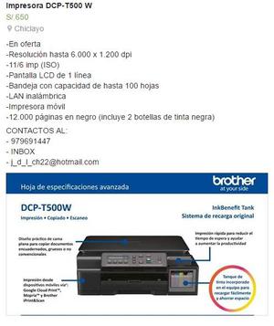 Impresora Multifuncional DCPT500W