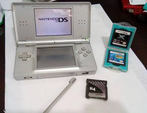 Nintendo Ds Lite Plateado + 2 Juegos Originales Solo Venta
