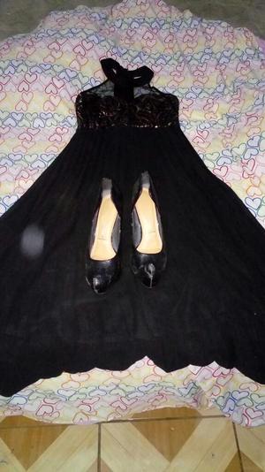 Vestido de Gala Y Zapatos de Color Negro