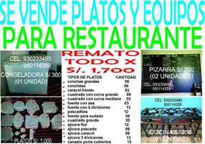 Platos Y Equipos Para Restaurante De Comida Marina Y Criolla
