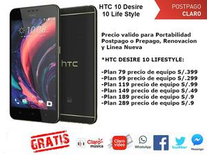 10 HTC DESIRE 10 LIFESTYLE S/. 99 Plan CLARO MAX 119