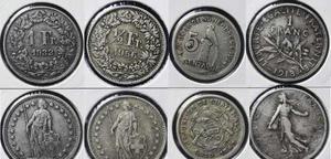 Lote De 4 Monedas Extranjeras Plata