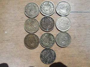 Chile Lote De 10 Monedas De 10 Centavos Desde 